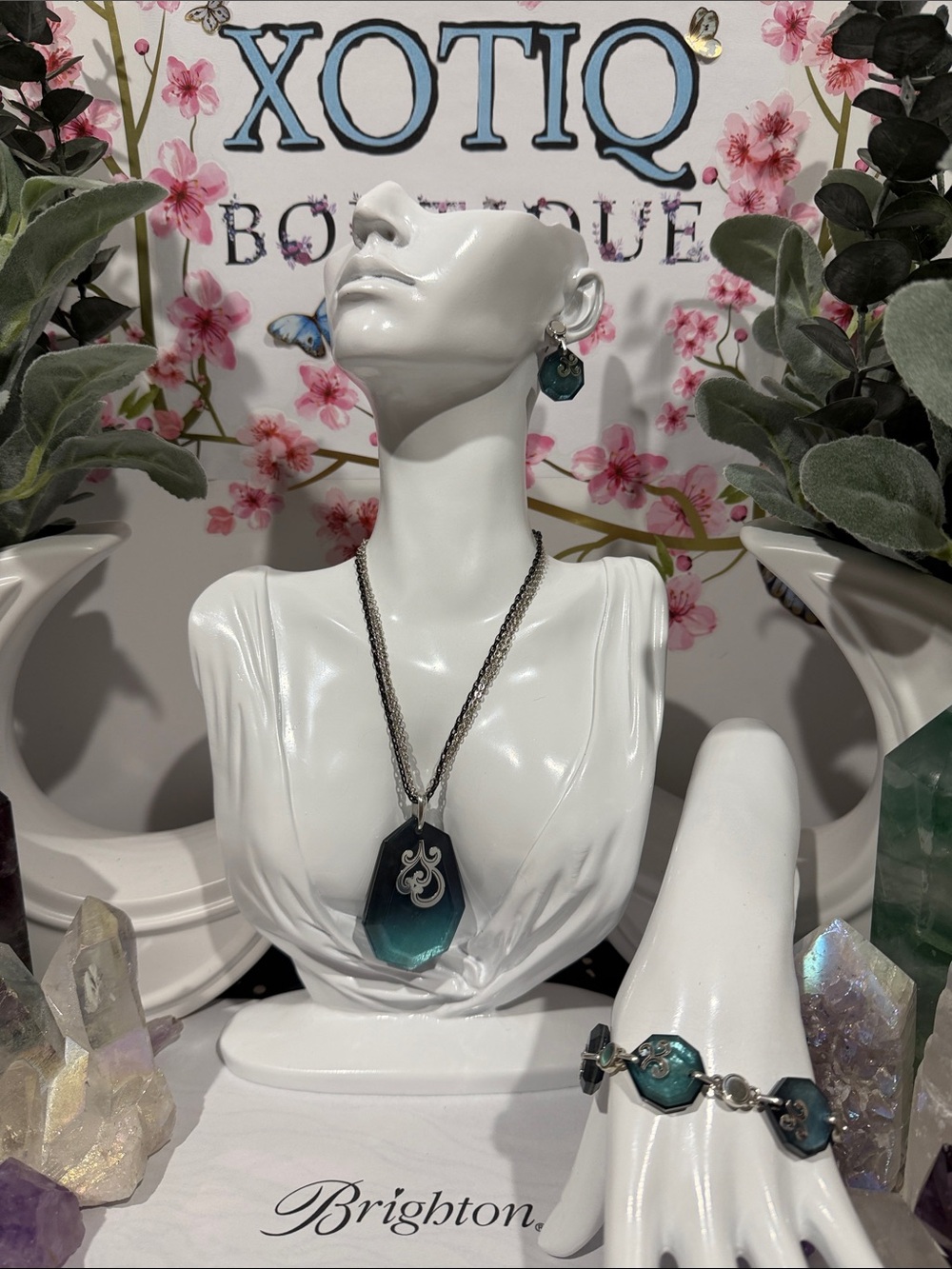 🆕🩵 RARE SET! BRIGHTON ‘Shell Shimmer’ Teal Ombre Necklace, Bracelet, and Earring